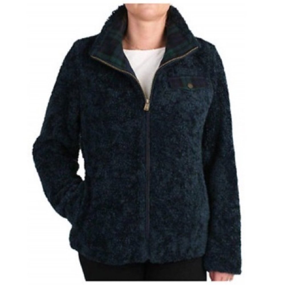 Pendleton Women Fuzzy Full Zip Jacket Teddy Plaid XL - Picture 10 of 10